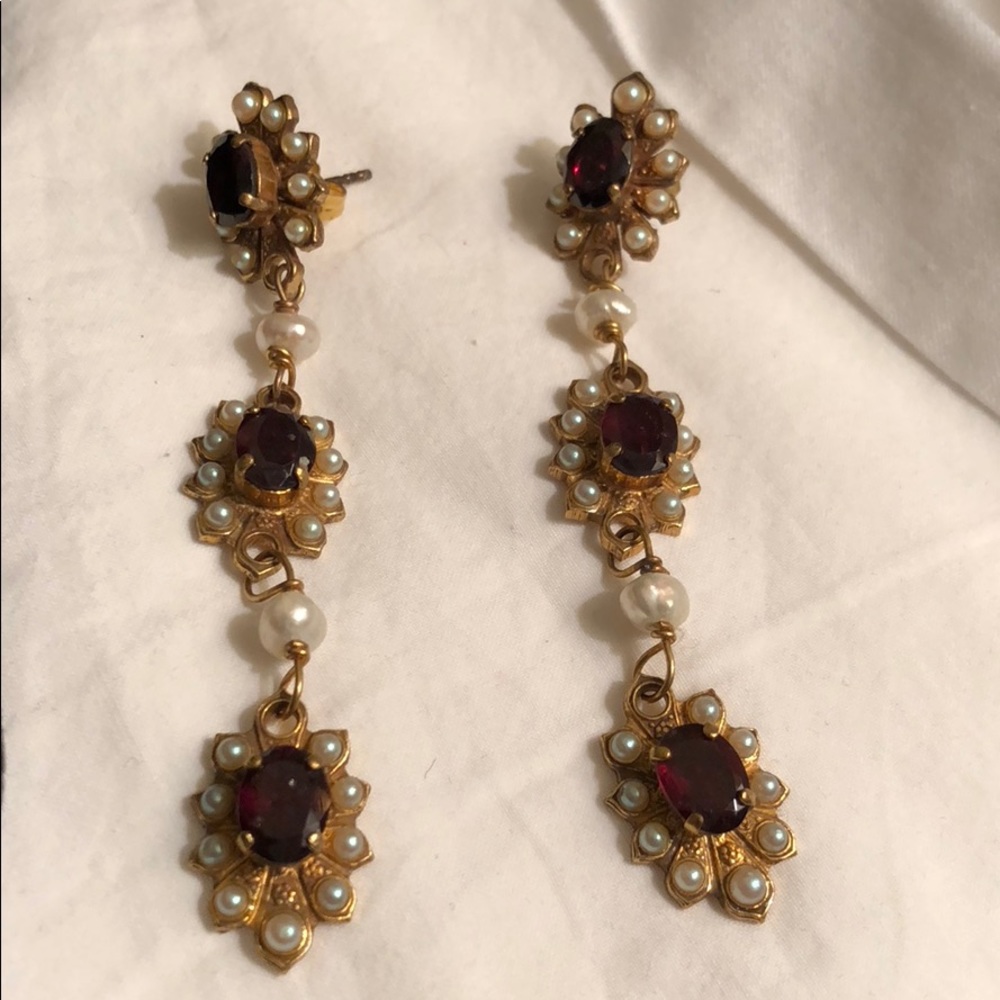 Handmade Italian garnet earring